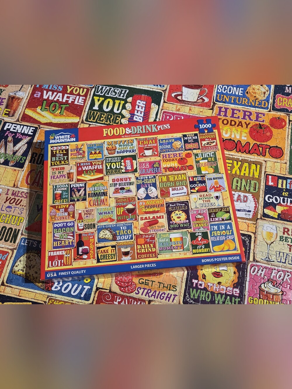 White Mountain Food & Drink Puns Jigsaw Puzzle 1000 Pcs